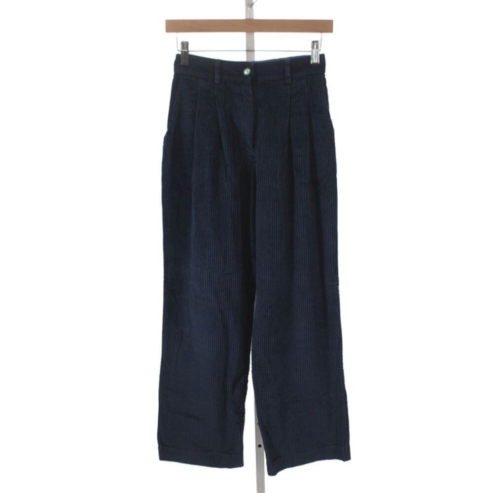 Donni Womens Cropped Blue Cotton Pants Button Size XS